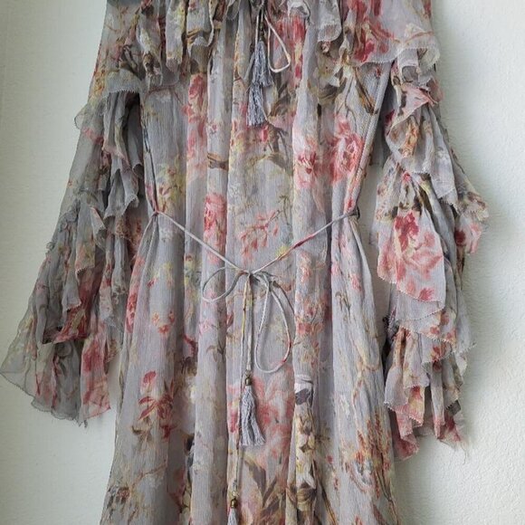 Zimmerman Floating Floral Print Chiffon-Silk Maxi Dress - Picture 2 of 16